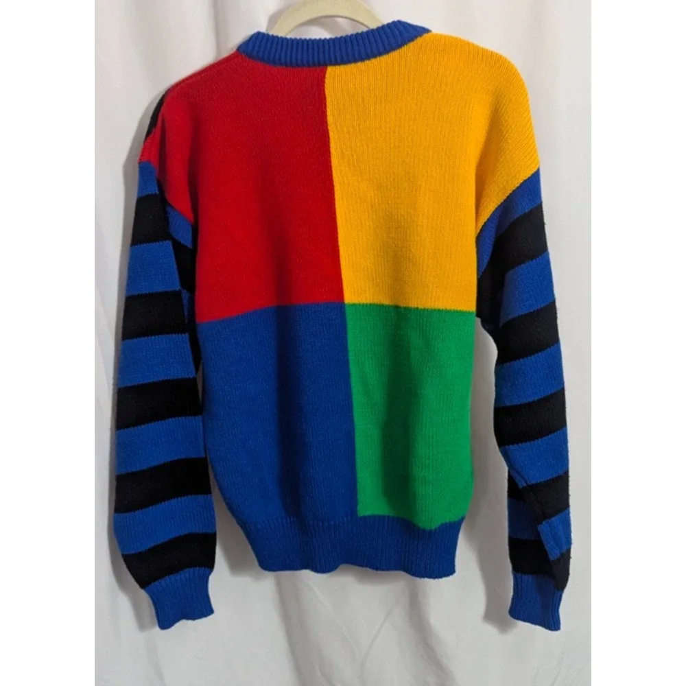 Vtg Disney Mickey & Co Sweater Fits S/M Multicolor Colorblock Retro Kidcore R1